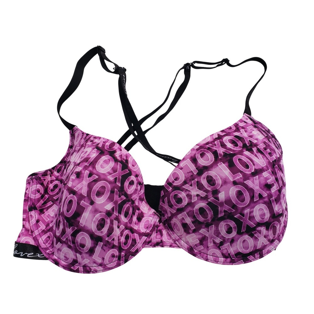 XOXO‎ 38DD Pink Purple All Over Print Full Coverage Underwire Bra Style 241416